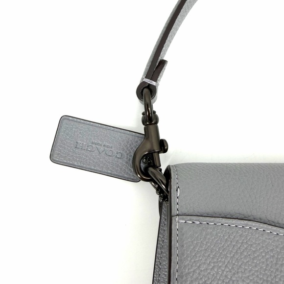 ✨Coach Tabby Pebbled Gray Granite Colorblock Shoulder Crossbody Bag Excellent - Picture 5 of 16